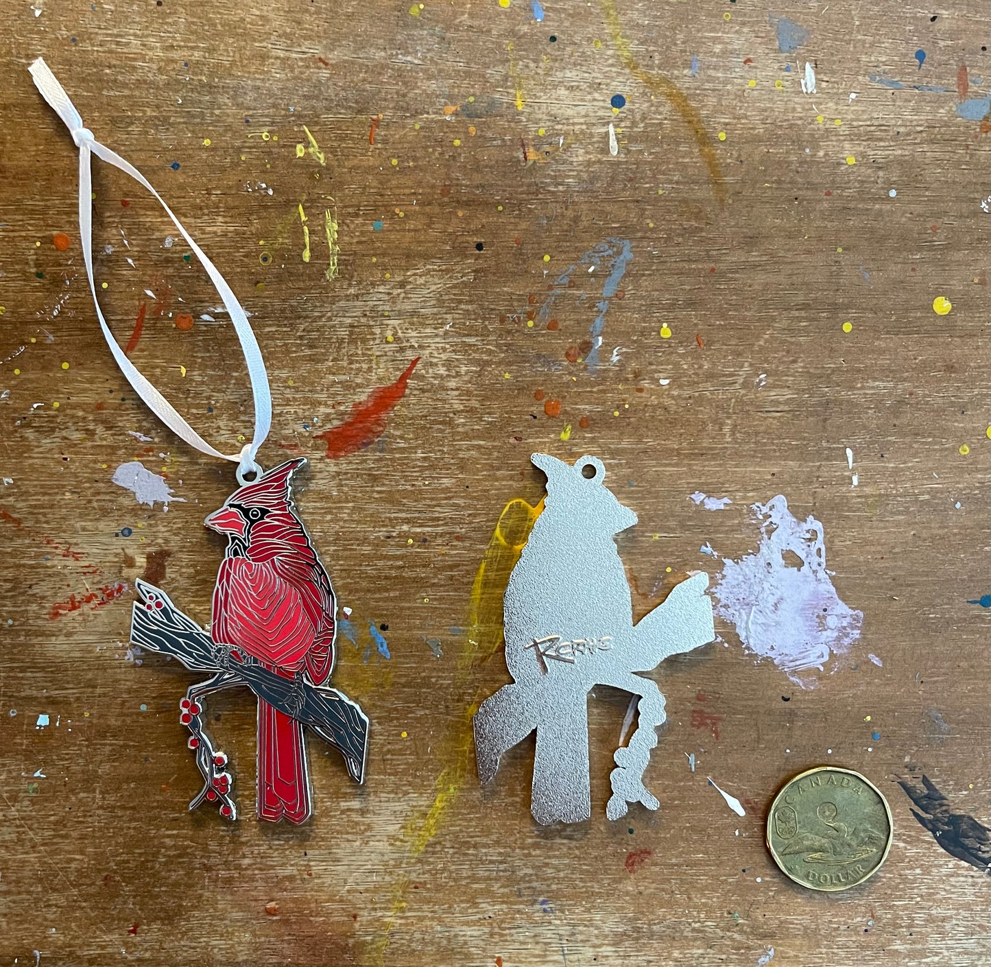 Cardinal Metal Enamel Ornament