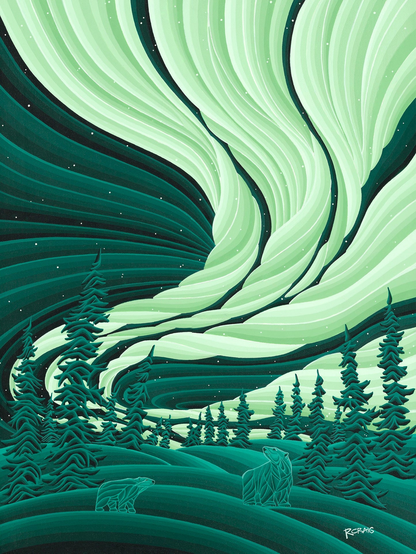 ‘Bears Under the Aurora’
