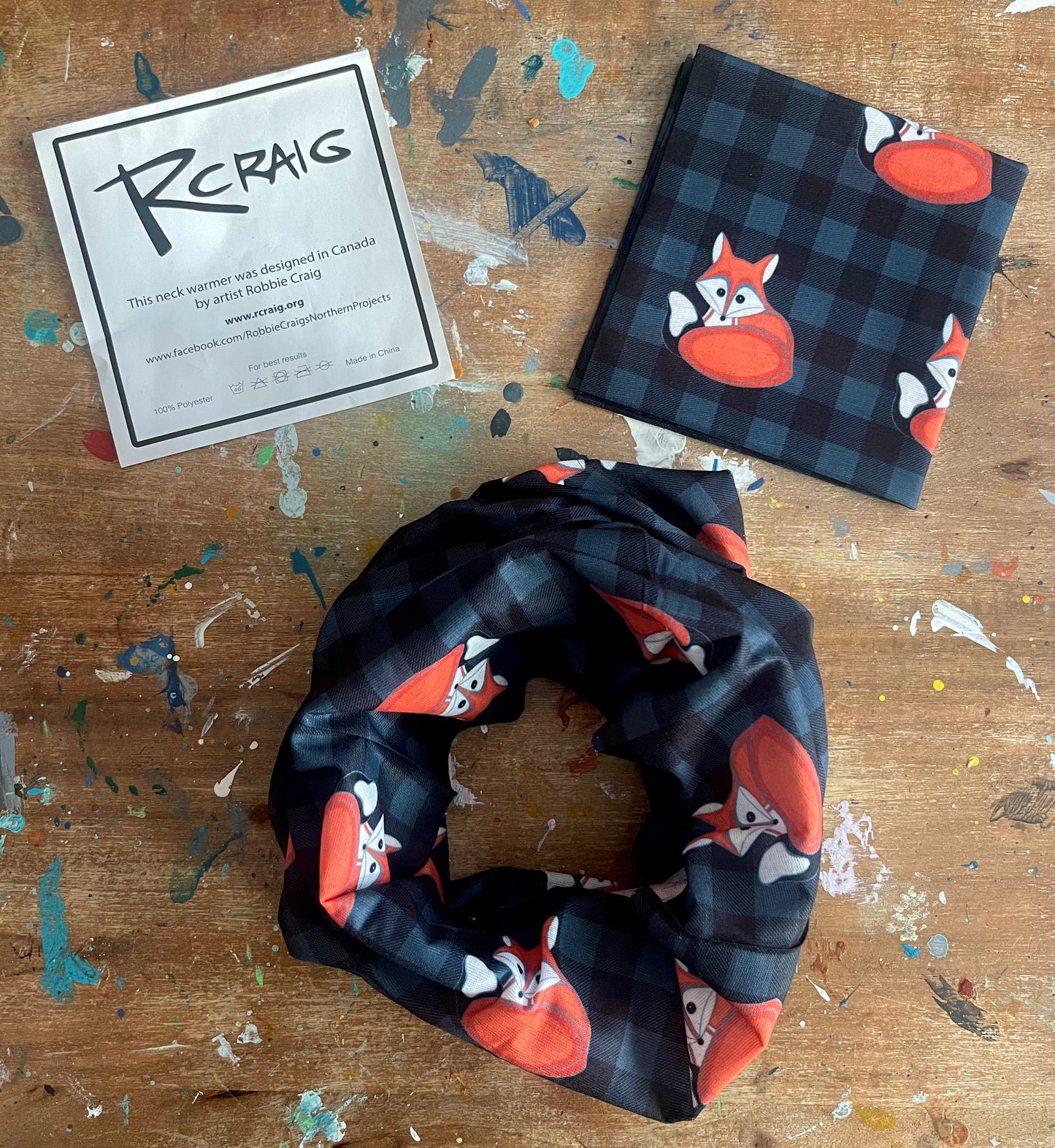 ‘Plaid Fox’ Neck Warmer