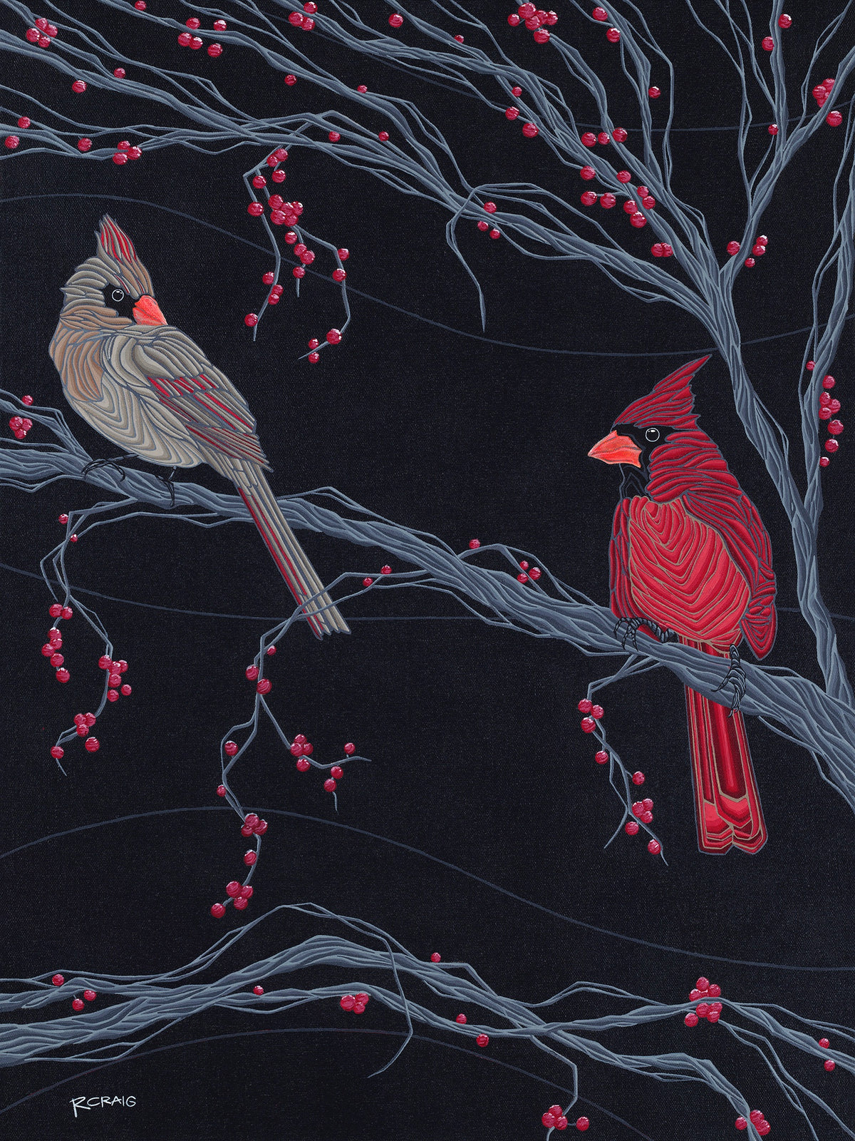 Cardinals and the Winter Berries